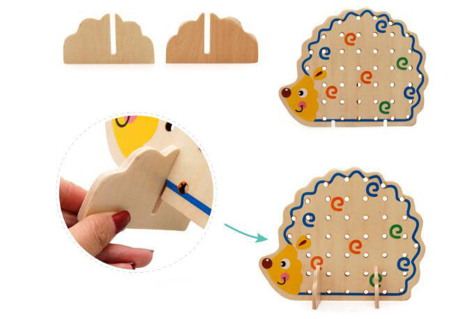 Wooden Hedgehog Board Lacing & Stringing Beads, Fruits and Vegetables